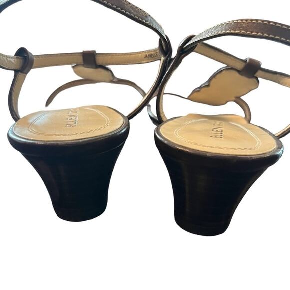 NEW Ellen Tracy Brown Strappy Jeweled Open Toe Wedge Sandal Size 7 Beachy Boho - Picture 8 of 11